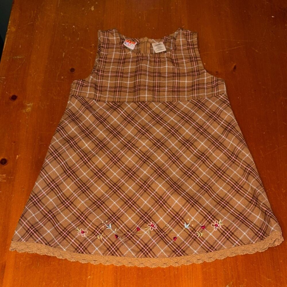 Vintage McKids Dress Size 4T Brown Zip Up McDonald’s Girls Y2K
